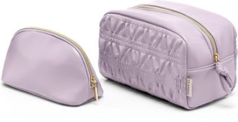 RRP £19.99 Vlando Travel Makeup Bag 2 Pcs Cosmetic Bag Faux Leather Large Capacity Waterproof