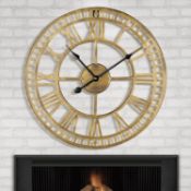 RRP £29.99 HAITANG Large Metal Iron Retro Wall Clock Silent Non-Ticking Battery Operated Vintage