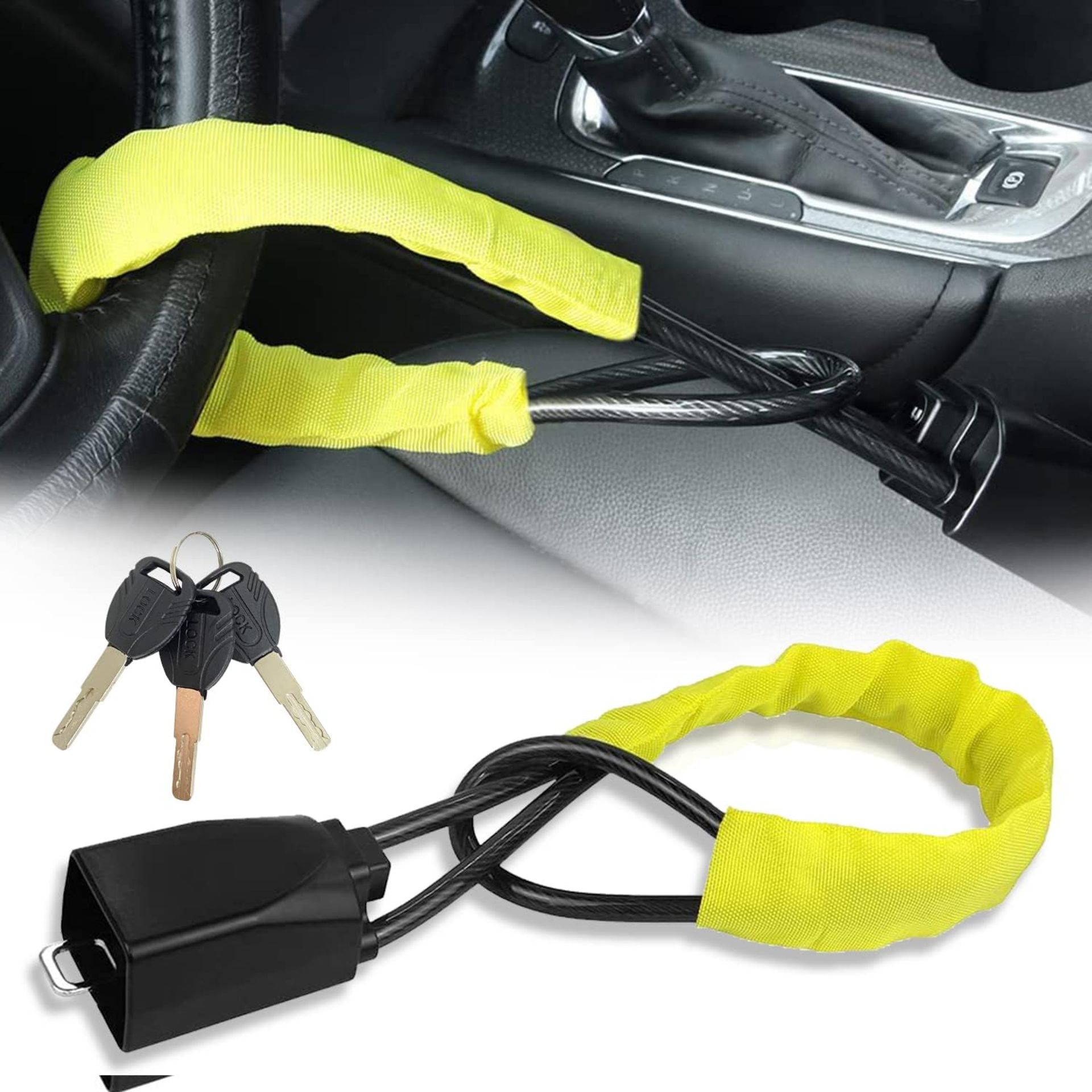 Car Steering Wheel Lock, Anti Theft Device Wheel Lock for SUV Van Car Trucks with 3 Keys
