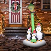 RRP £45 Large Inflatable Christmas Decoration - Penguin Carol Singers - 2.1m (6ft 11) - Outdoor