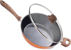RRP £24.99 nuovva Non Stick Frying Pan – Induction Hob Saute Pan with Lid – Kitchen Saucepan