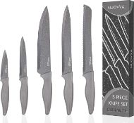 RRP £19.99 nuovva Professional Kitchen Knife Set – 5pcs Grey Kitchen Knives – Stainless Steel