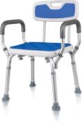 RRP £62.99 Shower Chair with Arms,Anti Slip Design w/ Padded Handles Shower Seat Perching Stool,6-
