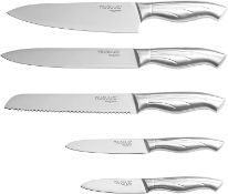 RRP £29.99 nuovva Sharp Kitchen Knife Set - Professional Kitchen Knives - 5 Pieces Stainless Steel