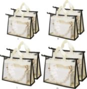 RRP £23.99 DSVENROLY 8 Pack- 4 Sizes Clear Dust Cover Bags for Handbag Transparent Handbag Storage