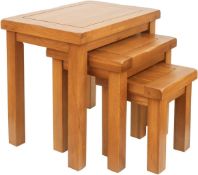 RRP £147.99 AERATI Nest of 3 Three Tables OAK Solid Wood Rustic End Side Lamp Tea Table