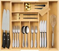 RRP £24.99 aceyoon Drawer Organiser Expandable, Bamboo Cutlery Tray Kitchen Drawer Dividers Large
