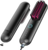 RRP £89 Tymo Porta Mini Cordless Hair Straightener Brush, Portable Hair Straightener Comb with USB