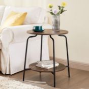 RRP £46.99 End Table - Round Storage End Bable - Small Round Side Table - Nightstand for Living