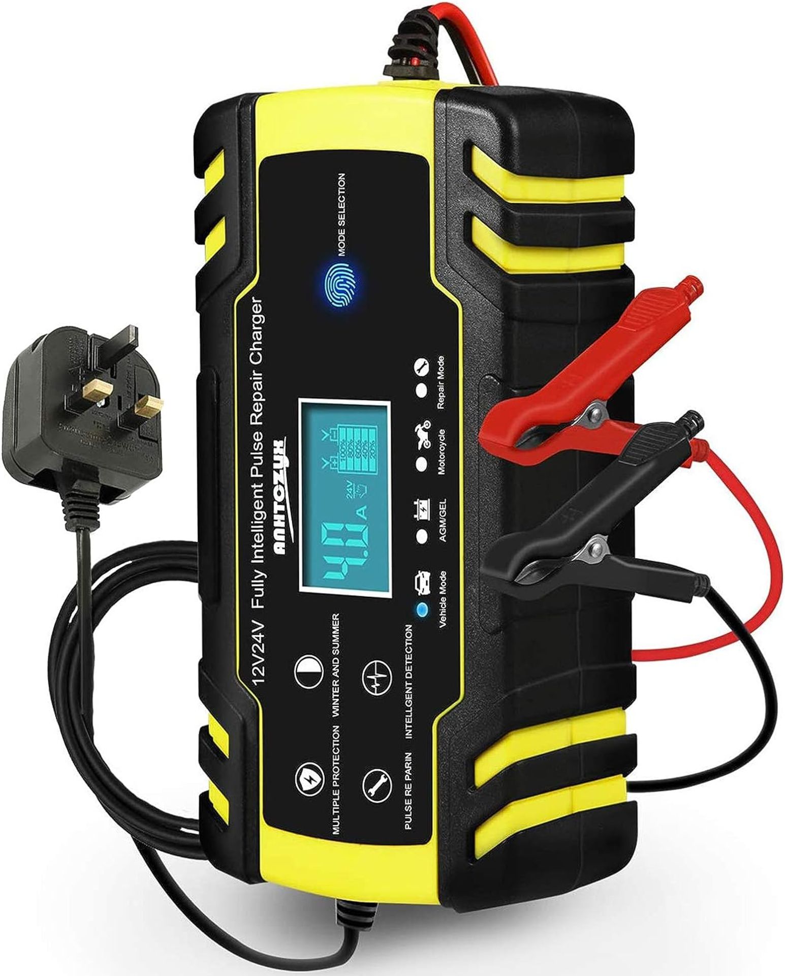 RRP £29.99 HAUSPROFI 12V/24V 8Amp Automatic Battery Charger with 3-Stage Charging, 6 Charging Mode