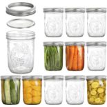 RRP £25.99 Tebery 12 Pack Mason Jars with Lids 16 oz Wide Mouth Canning Glass Jars