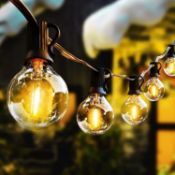 LED Outdoor String Lights Mains Powered with Plastic Bulbs, 28FT Garden Patio String Lights