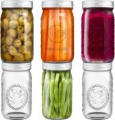 RRP £22.99 Tebery 32oz Clear Glass Jars, Pack of 6 Mason Jars Wide Mouth Preserving Jars