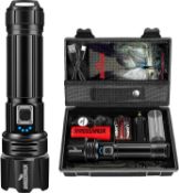RRP £34.99 Shadowhawk Torches Led Super Bright, Rechargeable Torch 20000 Lumens, XHP70.2