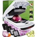 RRP £29.99 4-in-1 Vegetable Chopper Plus Onion Chopper Food Chopper Manual Spiralizer - Salad