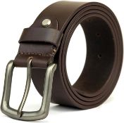 RRP £22.99 Mens Genuine Leather Casual Belt for Jeans and Dress, Big, Tall and Wide Leather Belt (