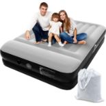 RRP £79.99 Jhunswen Double Airbed with Built in Pump, Inflatable Air Mattress 40cm High Raised