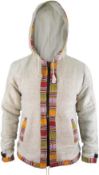 RRP £55 Gheri Men's Ofal Cotton Fleece Lined Ethnic Nepalese Full Zip Winter Jacket Hoodie, Medium
