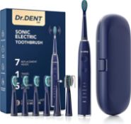 Set of 2 x DrDent Premium Sonic Electric Toothbrush - Travel Case - 5 Cleaning Modes with Smart