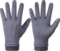 RRP £36 Set of 2 x Womens Winter Suede Gloves With Touch Screen Texting Finger Wool Lined