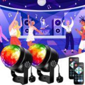 2-Pack Disco Lights, LUNSY Sound Activated Party Lights with Remote Control