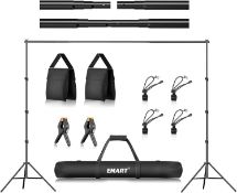 RRP £54.99 EMART Backdrop Stand Kit 2.6x3m / 8.5 x 10 ft, Adjustable Photography Muslin Background