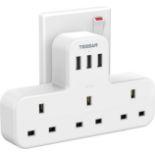 Plug Adapter, TESSAN Extension Plug with 3 USB Socket, 3 Way Plug Adapter UK Multi Plug Adaptor