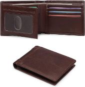 RRP £45 Set of 3 x SENDEFN Men's Wallet Genuine Leather RFID Blocking Bifold Wallet
