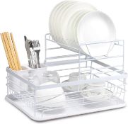 RRP £23.99 BTGGG 2 Tier Dish Drainer Rack with Removable Drip Tray, Metal Kitchen Dish Drying Rack