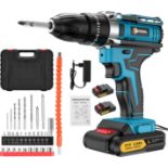 RRP £44.99 Conentool 3 in 1 Cordless Combi Drill 21V, Cordless Drill with 2X 2000mAh Batteries, 2