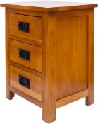 RRP £100 AERATI OAK Bedside Table Cabinet Bedside Chest of Drawers 3 Drawer Bedside Cupboard 56 cm