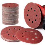 RRP £20.99 EZARC 125mm Sanding Discs, 180PCS Hook and Loop Sanding Pads, 8 Holes Orbital Sander