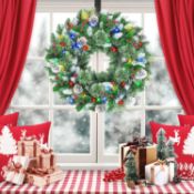 RRP £33.99 SHareconn 60 cm/24 Inch Xmax Christmas Wreaths for Front Door, Large Artificial Christmas