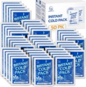 RRP £34.99 Instant Ice Cold Pack (6” x 4.5”) - 50 Packs Disposable Instant Ice Packs for