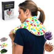RRP £42 Set of 2 x Wheat Bags for Neck & Shoulder Pain Relief - Neck Warmer Microwave (60x22 cm) -