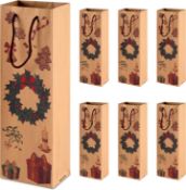RRP £49 Set of 7 x 6Pcs Siumir Christmas Bottle Bags, Gift Bags, 5x3x14 Brown Paper Bottle Bags