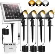 RRP £39.99 Linke Solar Spot Lights Outdoor Garden, 4 in 1 2700K/4000K/6000K Adjustable LED Solar