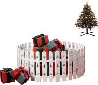 RRP £75 Set of 3 x INFLATION Christmas Tree Fence, 36pcs White Thick Picket Fence For Christmas