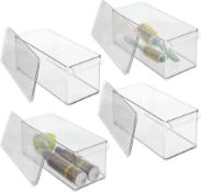 mDesign Set of 4 Storage Box – Plastic Container for Storing Health and Beauty Products – Bathroom