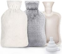 RRP £26 Set of 2 x Anstore 2 Litre Hot Water Bottle with Cover - Super Soft Fluffy Cover, Premium