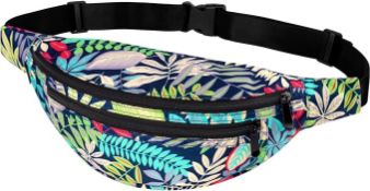 RRP £24 Set of 2 x Ryaco Bum Bag Doggy Bag Waist Pack Unisex Water Resistant Fanny Pack 3 Pockets