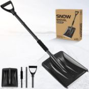 RRP £26.99 Snow Shovel, 2024 New Upgrade Large-Capacity Lightweight Aluminum Portable Snow Shovel,