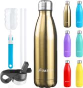 RRP £26 Set of 2 x Insulated Water Bottles, Metal Water Bottle,Leakproof Stainless Steel Water