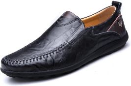 RRP £36.99 Men's Leather Loafers Shoes Slip On Oxfords Penny Loafers Formal Mocassins Black, 44 EU
