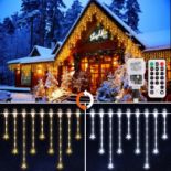 RRP £23.99 GreenClick Icicle Lights Outdoor, 10M 300 LED Christmas Lights Connectable Warm to Cool