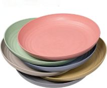 RRP £34 Set of 2 x Hobein 6-Pack Unbreakable Dinner Plates, 9 Inch Plastic Plates, Dishwasher and