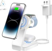 RRP £39.99 Foldable Travel Wireless Charger,ADADPU 3 in 1 Fast Charging Station