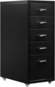 RRP £59.99 HollyHOME 5-Drawer Mobile File Cabinet, Rolling Filing Organizer, Metal Storage Cabinet