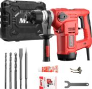 RRP £94.99 MPT 1500W Heavy Duty Rotary Hammer Drill,3 Function and Adjustabl Soft Grip Handle (