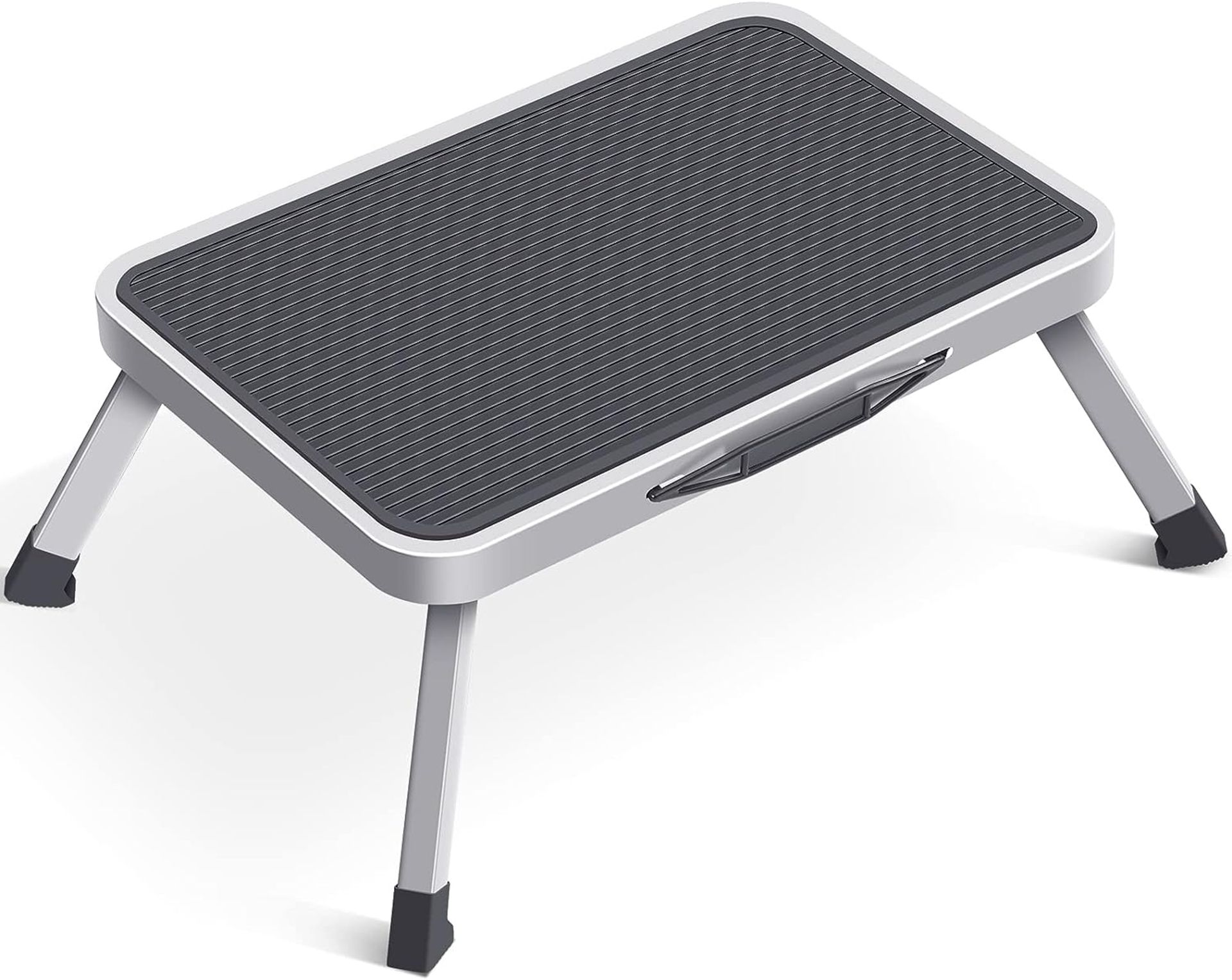 RRP £24.99 KINGRACK Step Stool, Folding One Step Ladder with Non-slip Rubber Mat,Lightweight Steel